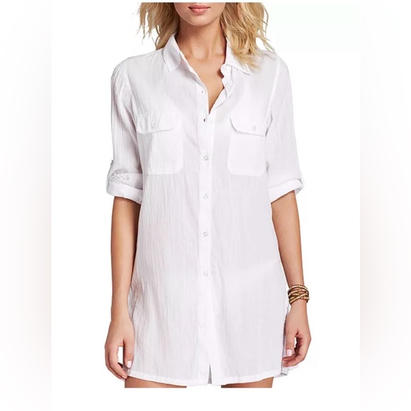 Ralph Lauren Other - Lauren Ralph Lauren
Crushed Cotton Camp Shirt Swim Cover-Up